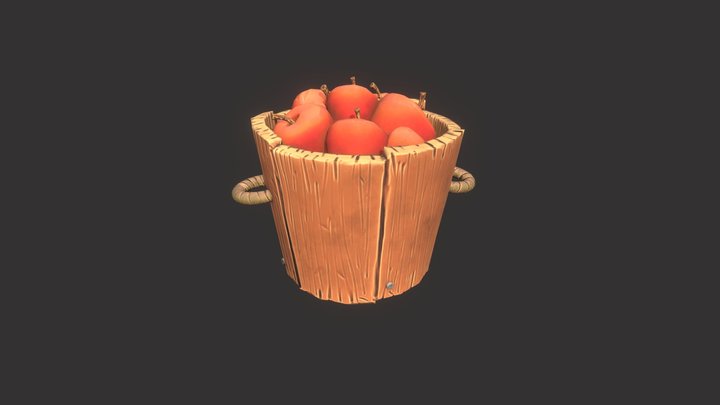 Stylized Fruit Basket 3D Model