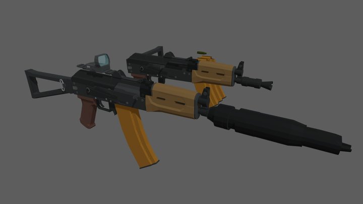 AKS-74U Low poly 3D Model