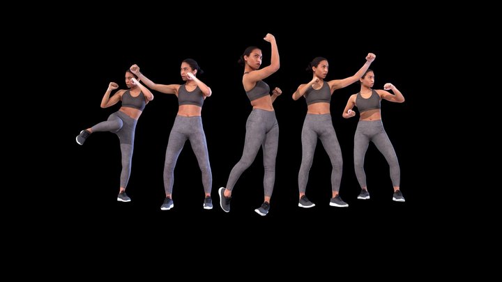 Female Scan - Calypso Fighting Stances Bundle 3D Model