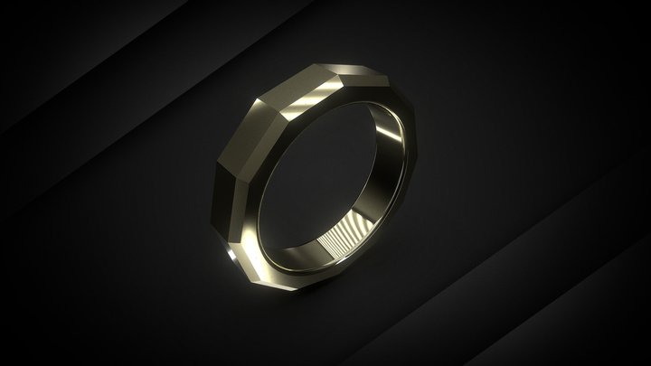 Elegant Dodecagon Ring 3D Model