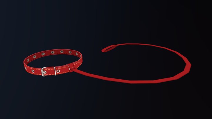 Red Anime Collar + Leash (VRChat) ◆ リード・首輪 3D Model