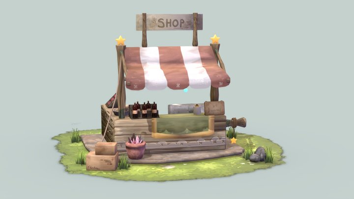 Stylized Cute Wilderness Shop 3D Model