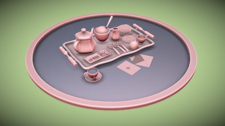Tea Set for VR 3D Model