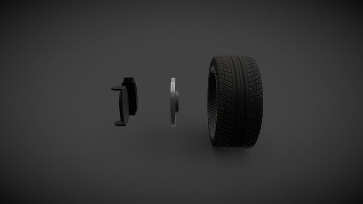 4 Wheel Exploded 3D Model