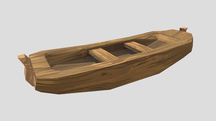 Wooden Rowboat 3D Model