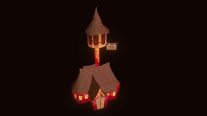 Low-poly stylized post office 3D Model