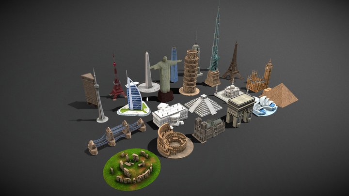 World Famous Landmarks 3D Model