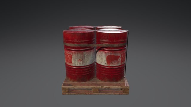 Pallets Oil Drums 3D Model