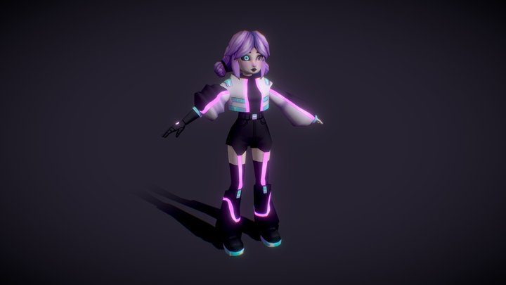 Stylized Cyber-Girl Character | Low-Poly 3D Model