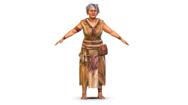 Low Poly model OldWoman Farmer Character 3D Model