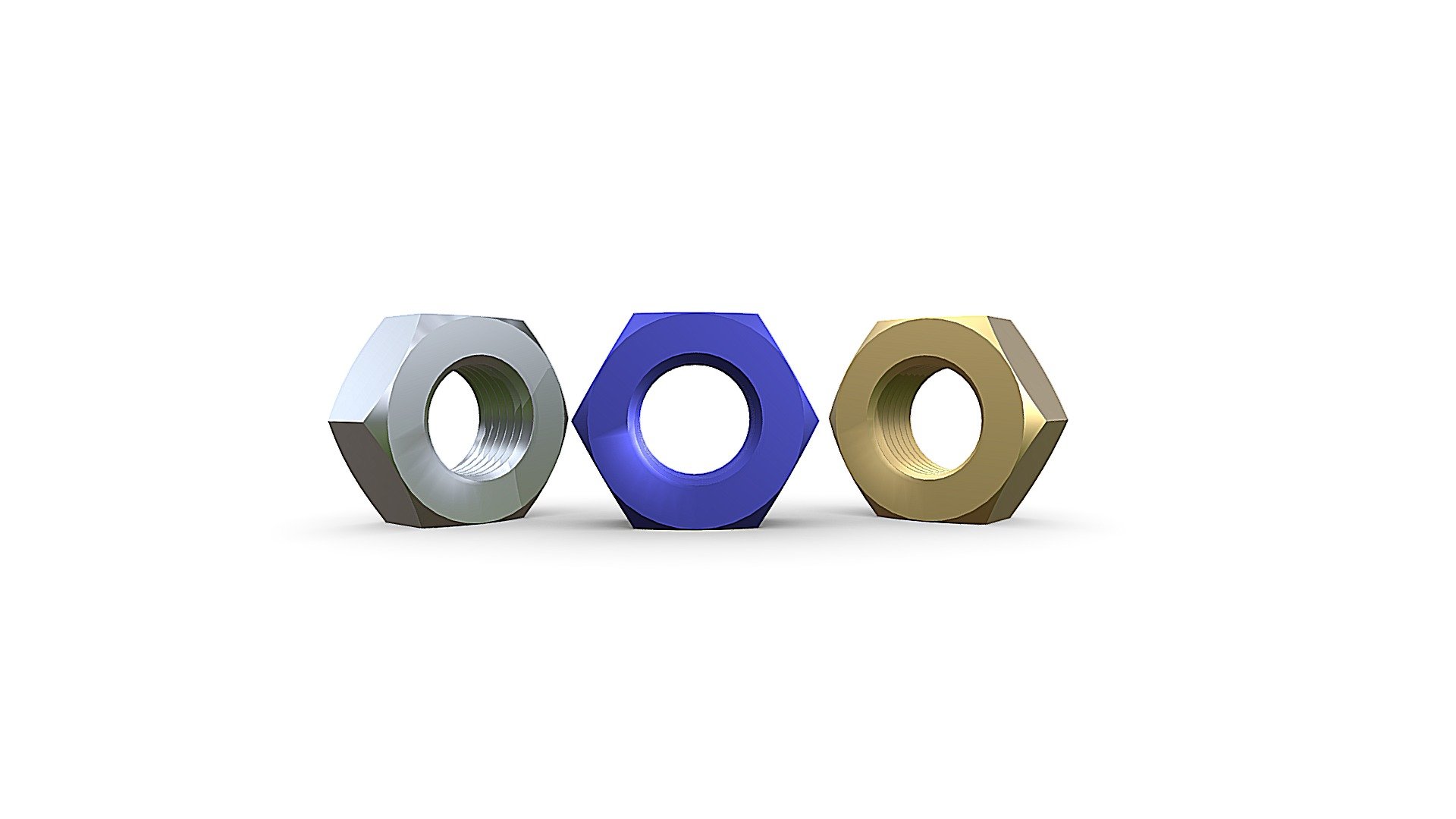 Hex Nuts - 3D model by Engineering Edge (Singapore) Pte Ltd (@eedgesg ...