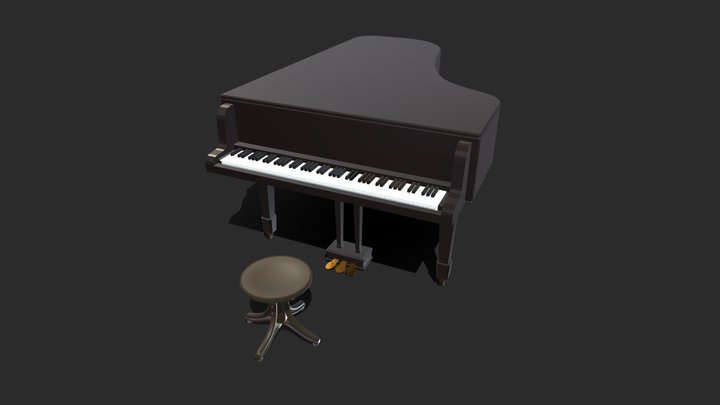 Piano With Chair 3D Model