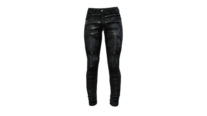 Female Black Jacquard Jeans Pants 3D Model