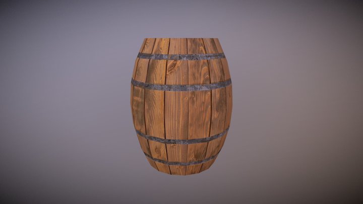 Game Ready Low Poly Barrel 01 3D Model