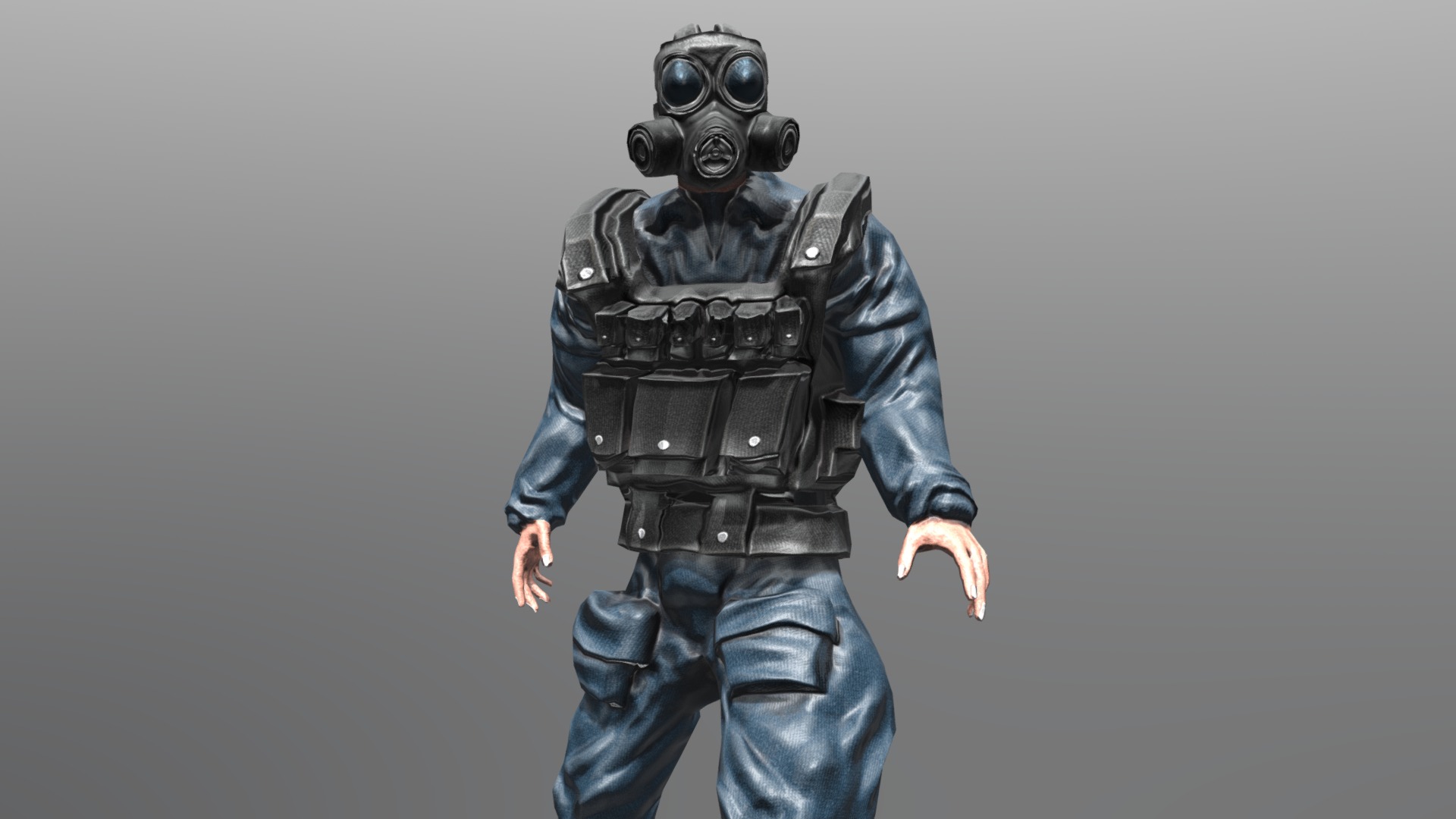 3D model Soldier Gas Animation - This is a 3D model of the Soldier Gas Animation. The 3D model is about a man wearing a garment.
