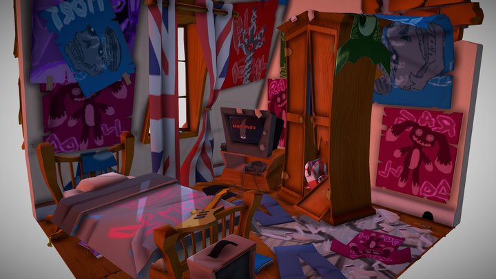DAE Crib - Angry Punk Teen's Room 3D Model