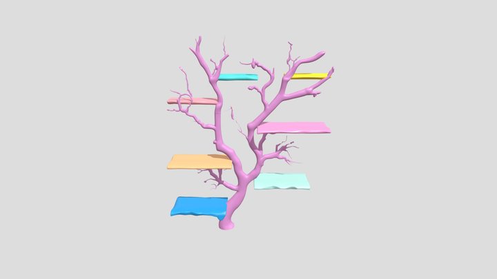 Tree branch-shaped wall shelf 3D Model