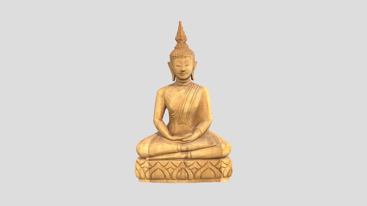 Buddha Sculpture - Wood 3D Model