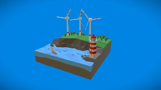 Low-poly coast 3D Model