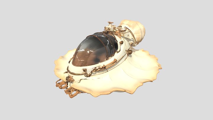 Futuristic vehicle shaped like a sea shell 3D Model