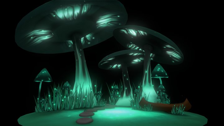 Mushroom Diorama 3D Model