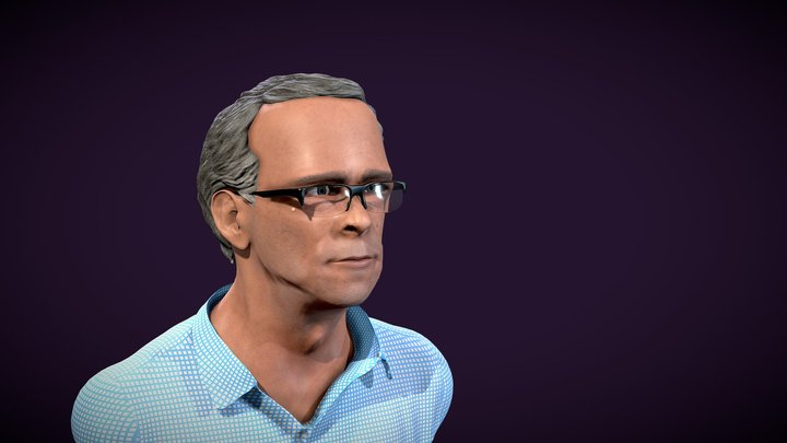 Human Male Bust Game Res 3D Model