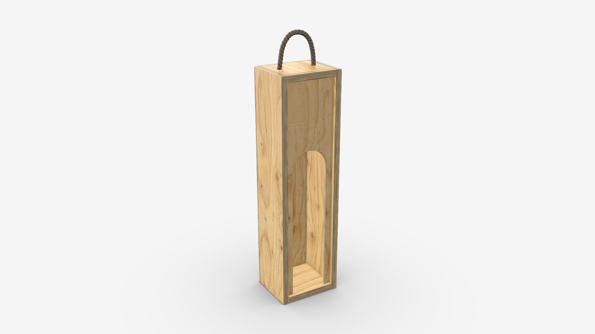 Wooden box for wine bottle with handle - Buy Royalty Free 3D model by ...