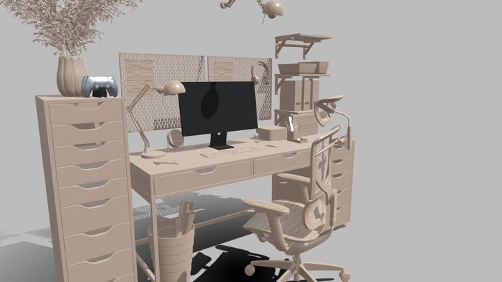Modern Gaming Setup Ultimate Desk PC Accessories 3D Model
