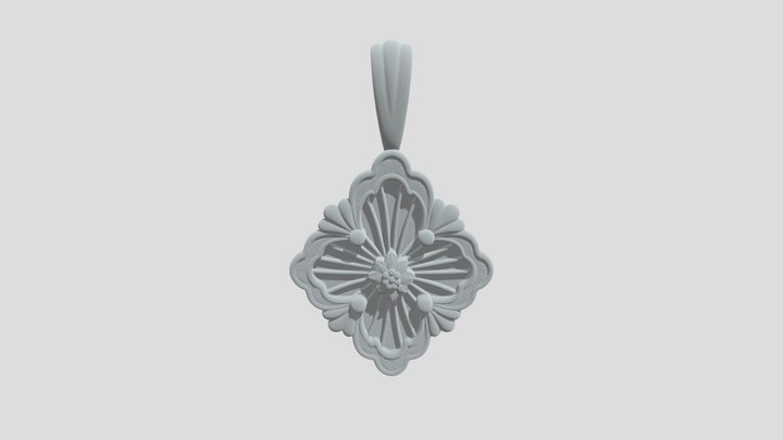 Blue Enamel Quatrefoil Pendant 3D Model