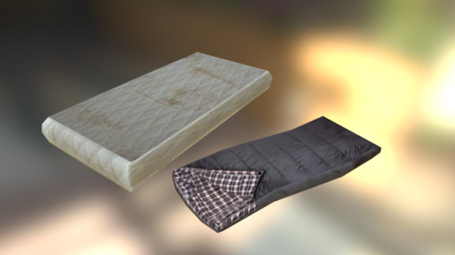 Mattress & Sleeping bag 3D Model