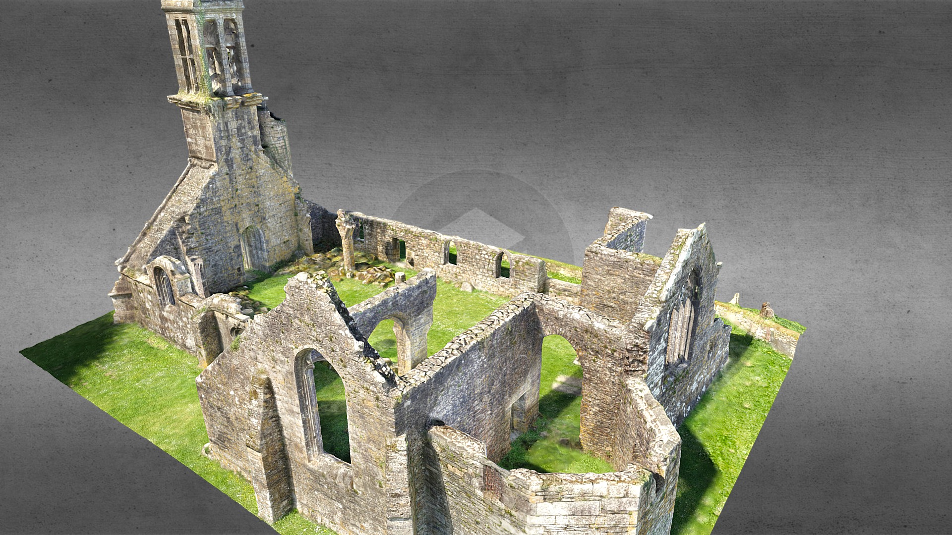 3D model Eglise Saint-Pierre de Quimerch - This is a 3D model of the Eglise Saint-Pierre de Quimerch. The 3D model is about a castle on a hill.