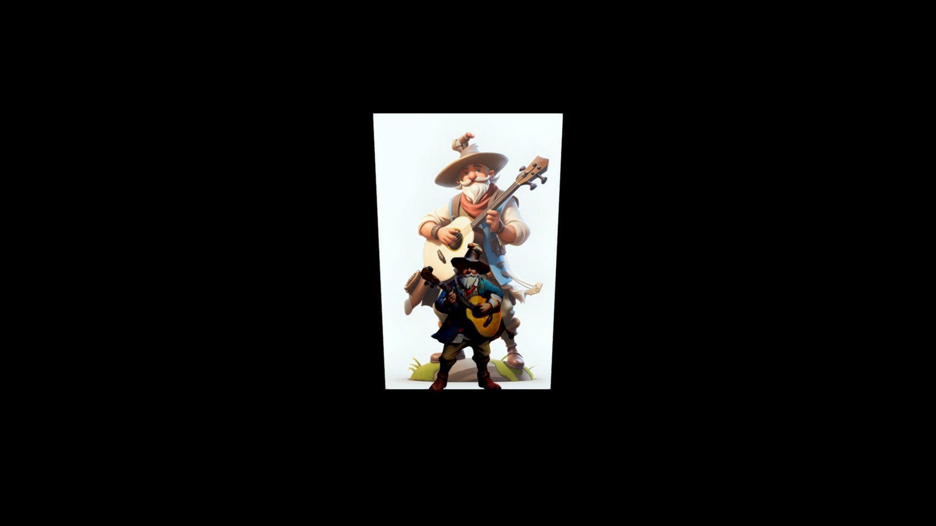 cartoon character of a man with a guitar and a - Download Free 3D model ...