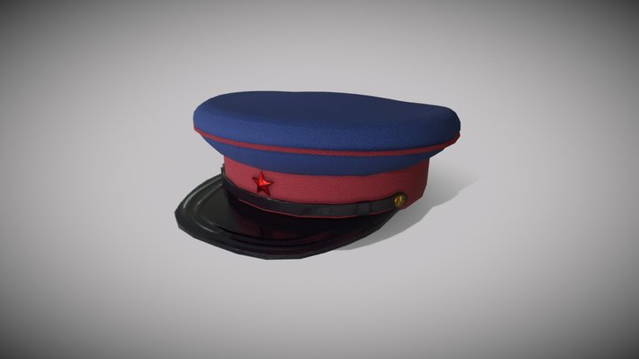 Lowpoly NKVD USSR soldier cap. 3D Model