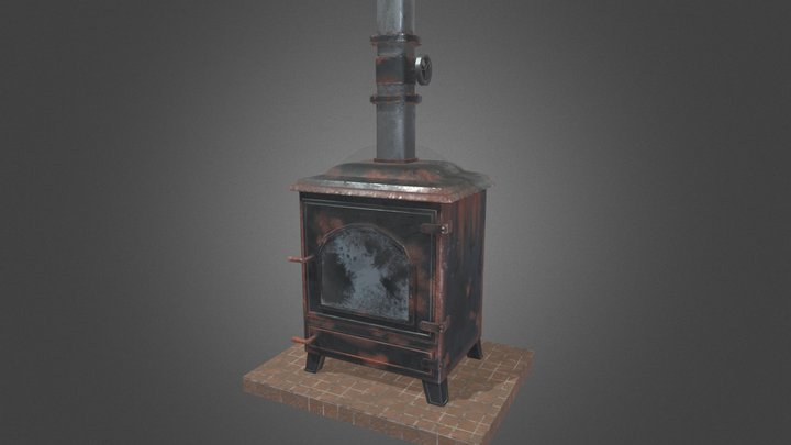 Vintage rusted furnace / fireplace 3D Model