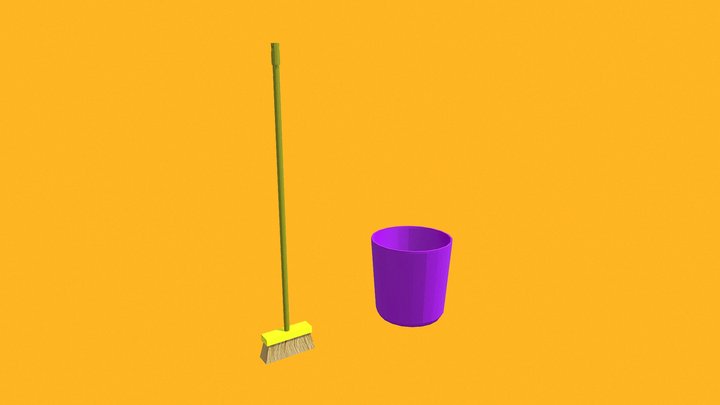 Mop with Bucket 3D Model