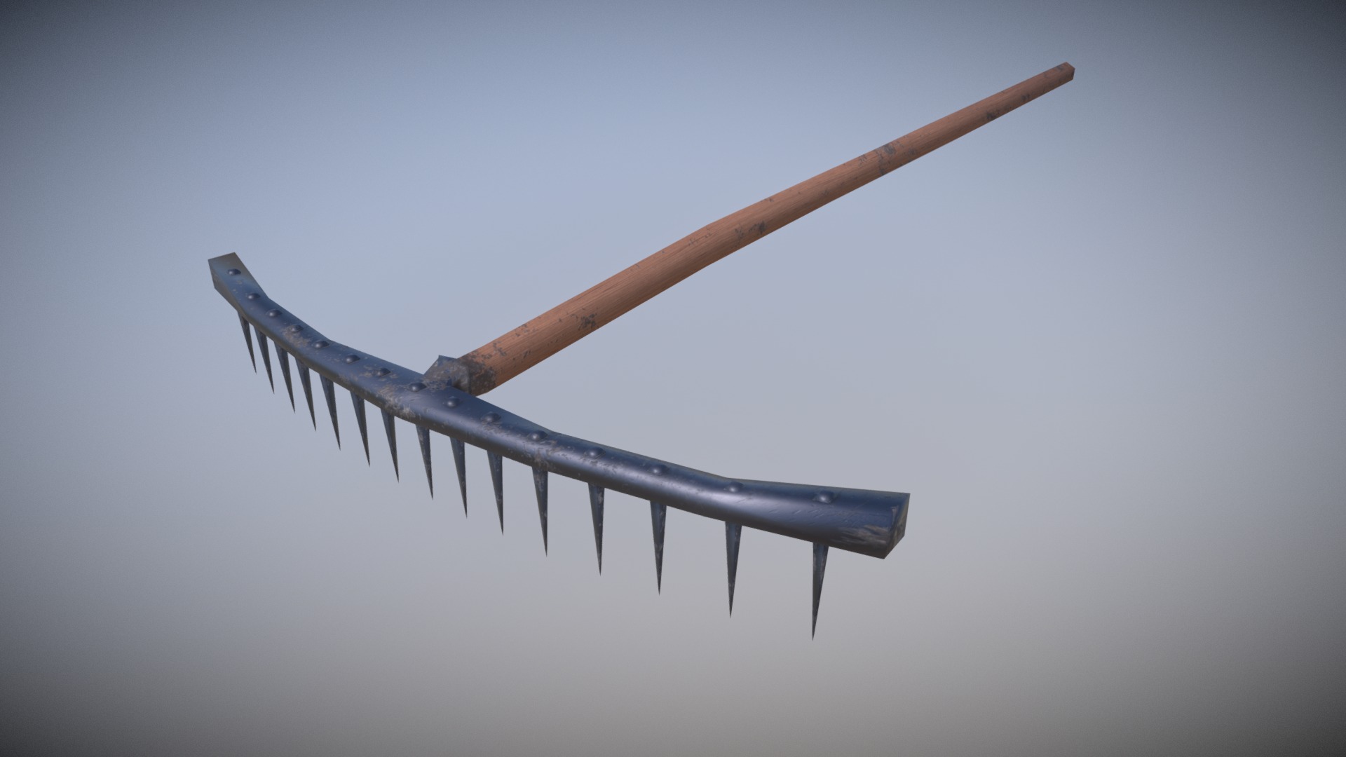 3D model Game Ready Rake Low Poly - This is a 3D model of the Game Ready Rake Low Poly. The 3D model is about a long metal object.