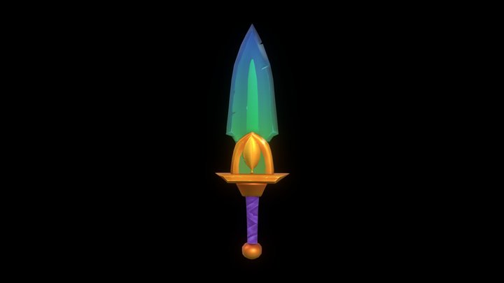 Stylized Hand Painted Dagger 3D Model