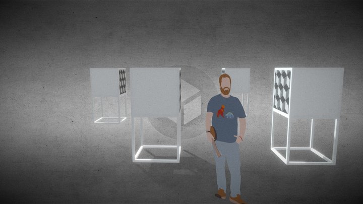 Modélisation 3D mobilier expo photo plein air 3D Model