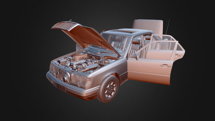 Mercedes-Benz W124 300D High poly 3D Model