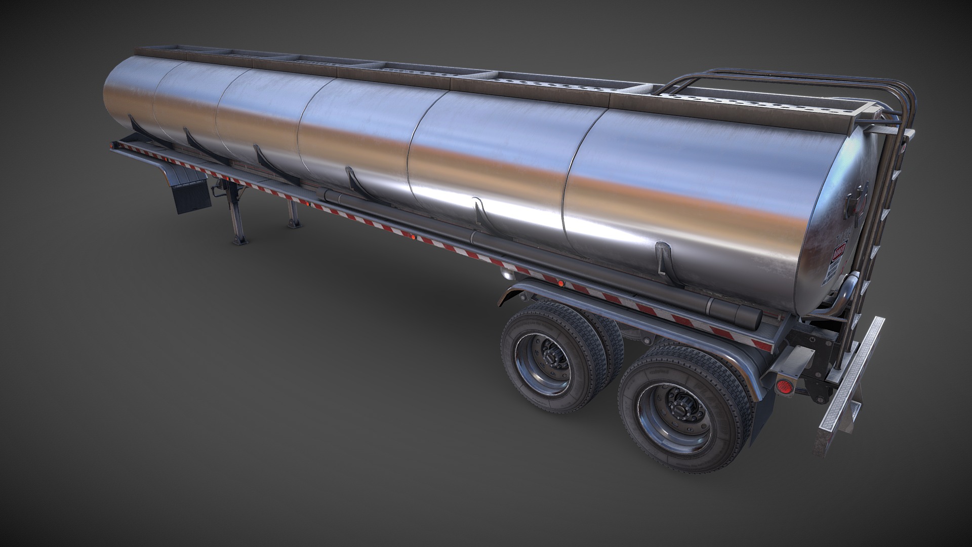 3D model Oil tanker semi-trailer - This is a 3D model of the Oil tanker semi-trailer. The 3D model is about a model of a car.