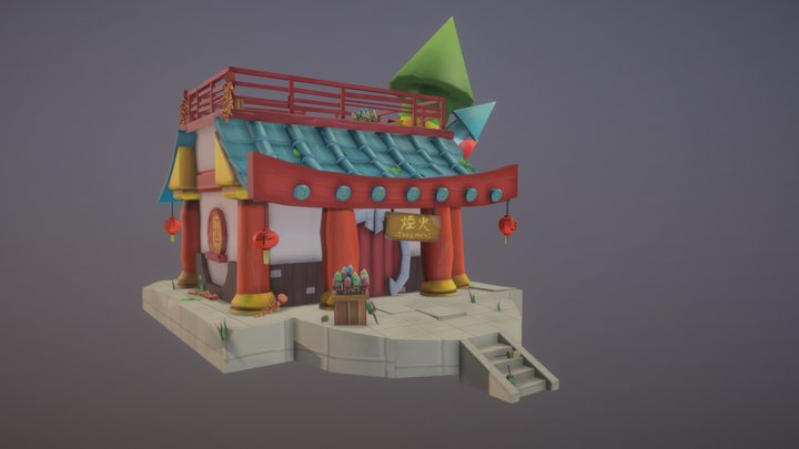 Ancient Chinese Fireworkshop - Game Art1 3D Model