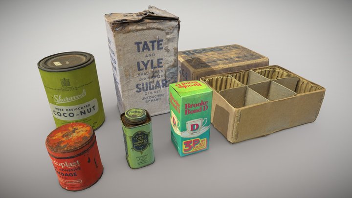 Vintage Food & Containers Collection 3D Model