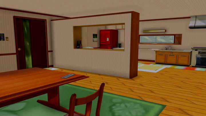 Living room+kitchen+bedroom – Free 3D Model STL