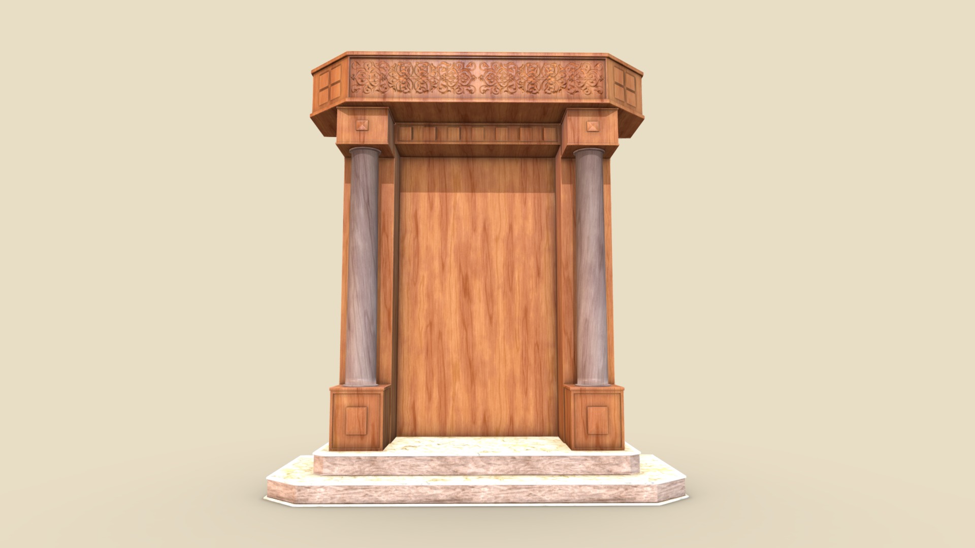 3D model Holy Arch - This is a 3D model of the Holy Arch. The 3D model is about a wooden cabinet with a door.