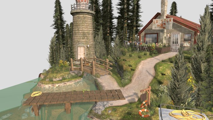 DAE diorama - by the ocean 3D Model