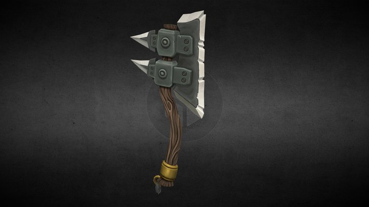 Hand-paited low poly axe. 3D Model