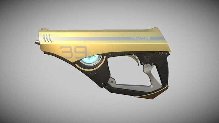 [Overwatch] Tracers Gun - Concept (gold) 3D Model