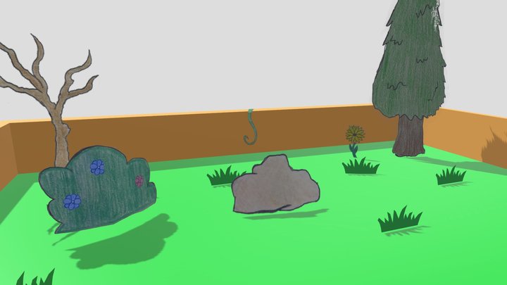 Low Poly 2.5D Back Yard 3D Model