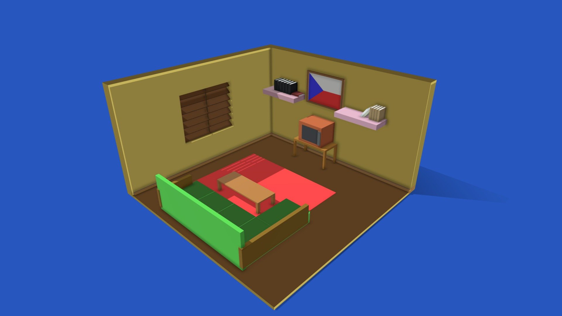 Low-poly 1982 Czechoslovak living room