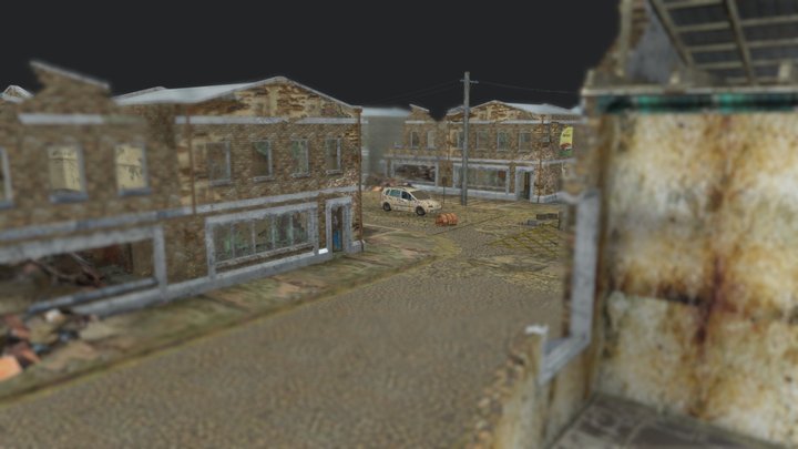 Abandoned town game ready – Gratis 3D-model STL